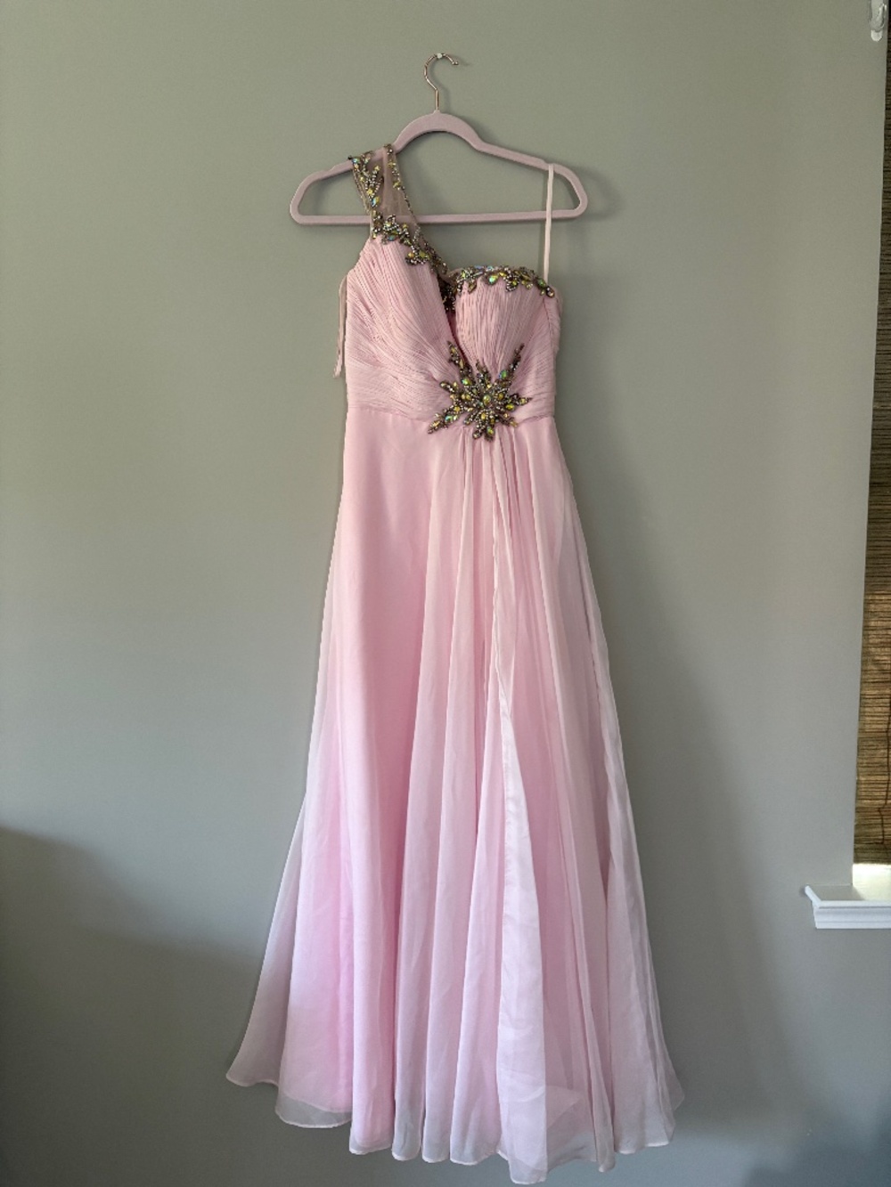 Cassandra Stone x Mac Dougal Floor Length Chiffon Pink Formal Dress